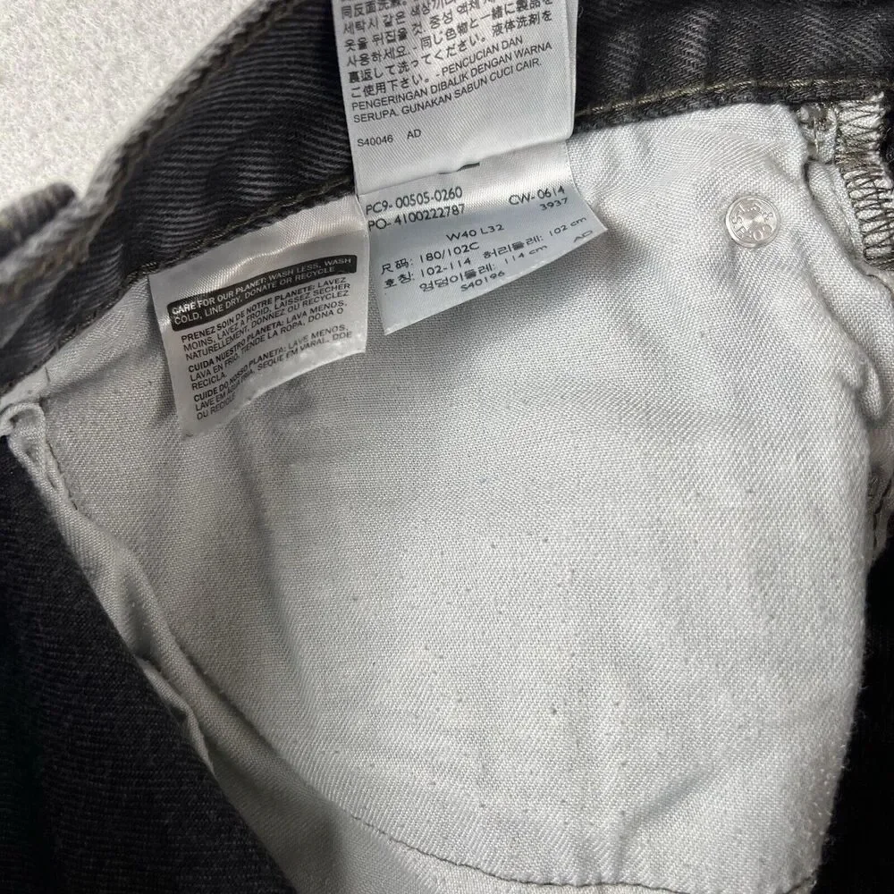 Levi’s 505 Jeans Men’s 40x32 Black Denim Regular‎ Fit Mid Rise Pants